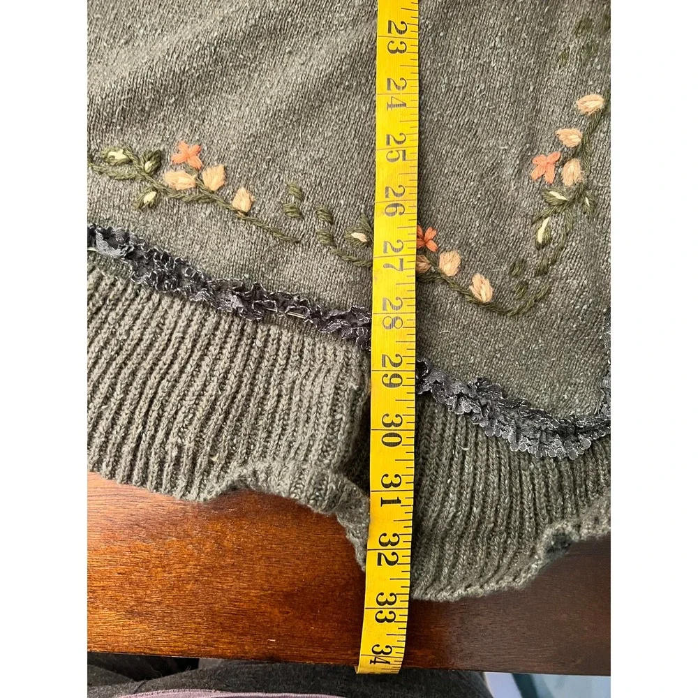 Soft Surroundings Embroidered Cardigan Nature Silk Fairy Autumn Ruffle Vintage
